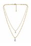 Double Row Gold Necklace with Drop Stones