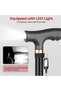 عصا مشي بإضاءة LED (تحمل 330 رطلاً)، عصا مشي بإضاءة LED، عكازة رباعية الأرجل بمقبض مريح و4 أرجل - 6