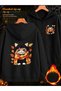 Unisex Black Beret Cat Printed Front and Back Zippered Sweatshirt Printed Premium Oversize T-Shirt