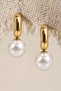 Pearl Dangle Thick Hoop Earrings
