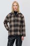 Women's Plaid Buttoned Leather Collared Lumberjack Slim Coat - 8