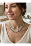 Fresh 3-Piece Glass Gold Heart Detail Bead Necklace Set (Green, Mint, White) - 3