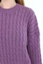 Lilac Women's 100% Cotton Hair Knit Patterned Crew Neck Oversize Knitwear Sweater Trist-6169 - 6