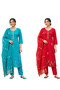 Women's Roman Fabric Embroidered Kurta with Pant and Jacquard Dupatta Set - 6