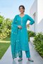 Women's Roman Fabric Embroidered Kurta with Pant and Jacquard Dupatta Set - 5