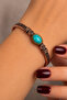 Women's Copper Bracelet Ring Set with Turquoise (Turquoise) Natural Stone Oval Engraved Women's Copper Set - 4