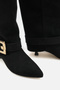 Ary women's black suede bellows short heeled boots a012-k42 - 3