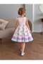 Girl's Jacquard Patterned Dress with Detachable Flower Brooch and Pearl Detail - 2