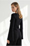 Women's Black Knot Detailed Spanish Sleeve Flowy Blouse Blz-19003462 - 5