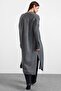Loose Fit Ribbed Knitwear Long Cardigan Anthracite 8298 - 6