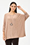 Women's Camel Italian Collared Oversize Lycra Knitwear Sweater Size 40 - 48