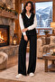 V-Neck Buttoned Vest and Wide-Leg Pants Black Two-Piece Knitwear Set 103 - 2