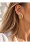 Curved Tube Row Gold Half Hoop Earrings - 2