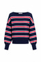 6988 Women's Asymmetrical Rib Cut Boat Neck Knitwear Sweater Navy Blue