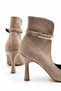 Caren Suede Mink Pointed Toe Thin Heel Belt Detailed Windowed Stylish Women's Boots & Stilettos - 4