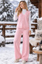 Women's V-Neck Buttoned Vest and Wide-Leg Trousers Pink Two-Piece Knitwear Set 103 - 6