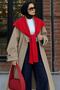 Maren Women's Knitwear Square Form Shoulder Scarf Shawl Red - 4
