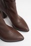 Women's Bitter Brown Buckle-Decorated 7.5 cm Thick Heeled Winter Boots Tr05Mk03B - 5