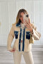 Cream Kot Garnilored Fringed Tricot Jacket for Women - 2