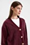 V-Neck Soft Fabric Cardigan Mürdüm 8295 - 7