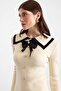 Baby Collar Bow Accessory Knitwear Dress Cream 9487-E - 5