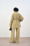 Women's Double Button Look Chinese Button Detail Waist Tie Suit Green - 4