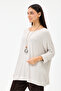 Women's Beige Italian Collared Oversize Lycra Knitwear Sweater Size 40 - 48 - 3