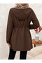 Women's long sleeve hooded reversible pocketed lace-up zipper viscose two-thread leopard jacket - 2