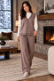V-Neck Buttoned Vest and Wide-Leg Pants Brown Two-Piece Knitwear Set 103 - 5