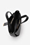 Women's Textured Look Double Handle Long Strap Metal Accessory Detailed Handbag Sernis Black - 7