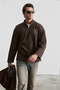 Toren Men's Zippered Printed Brown Sweatshirt - 4