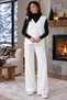 Knitwear V-Neck Buttoned Vest and Wide-Legged Trousers White Two-Piece Knitwear Set 103 - 5