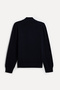 Men's Navy Blue Zippered High Collar Wool Blend Sweater - 2