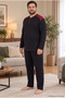 Interlock Fabric Collar Buttoned Long Sleeve Plus Size Men's Pajama Set 8585 - 2