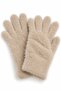 Beige Plush Textured Soft Knitted Flexible Five-Finger Form Gloves with Ribbed Wrist Part