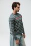 Lerif men's long sleeve printed smoked striped t-shirt - 5