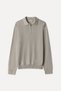 Men's Stone Color Cotton Polo Collar Sweater