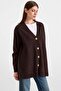 V-Neck Soft Fabric Cardigan Brown 8295 - 3