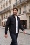 Men's Large Size Winter Polo Collar Pocket Black Coat Bonded Fabric - M002 - 3
