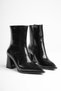 Women's 7.5 cm Thick Heeled Black Patent Leather Winter Boots Tr05Mk01A - 3