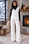 Knitwear V-Neck Buttoned Vest and Wide-Legged Trousers White Two-Piece Knitwear Set 103 - 2