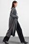 Loose Fit Ribbed Knitwear Long Cardigan Anthracite 8298 - 4