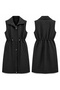 Front Zipper and Snap Detail Waist Gathered Vest 710032 Black - 2