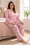 Seasonal Fabric Buttoned Collar Long Sleeve Large Size Women's Pajama Set 1524
