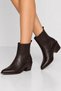 Peony Women's Brown Leather Country Western Style Pointed Toe Thick Block Heel Short Boots 6.5 cm Heel - 6