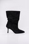Liv - Black Suede Bellows Pointed Toe Thin Heeled Boots