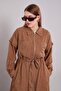 Zippered Cap with Sleeve Detail Latte - 3