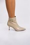 Livia - Women's Beige Pointed Toe Thin Heeled Short Boots with Gold Accessory Detail - 5