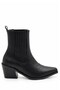 Peony Women's Leather Country Western Style Pointed Toe Thick Block Heeled Short Boots - 3