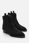 Noen Black Suede Women's Back Zipper Short Heel Boots A012-K180